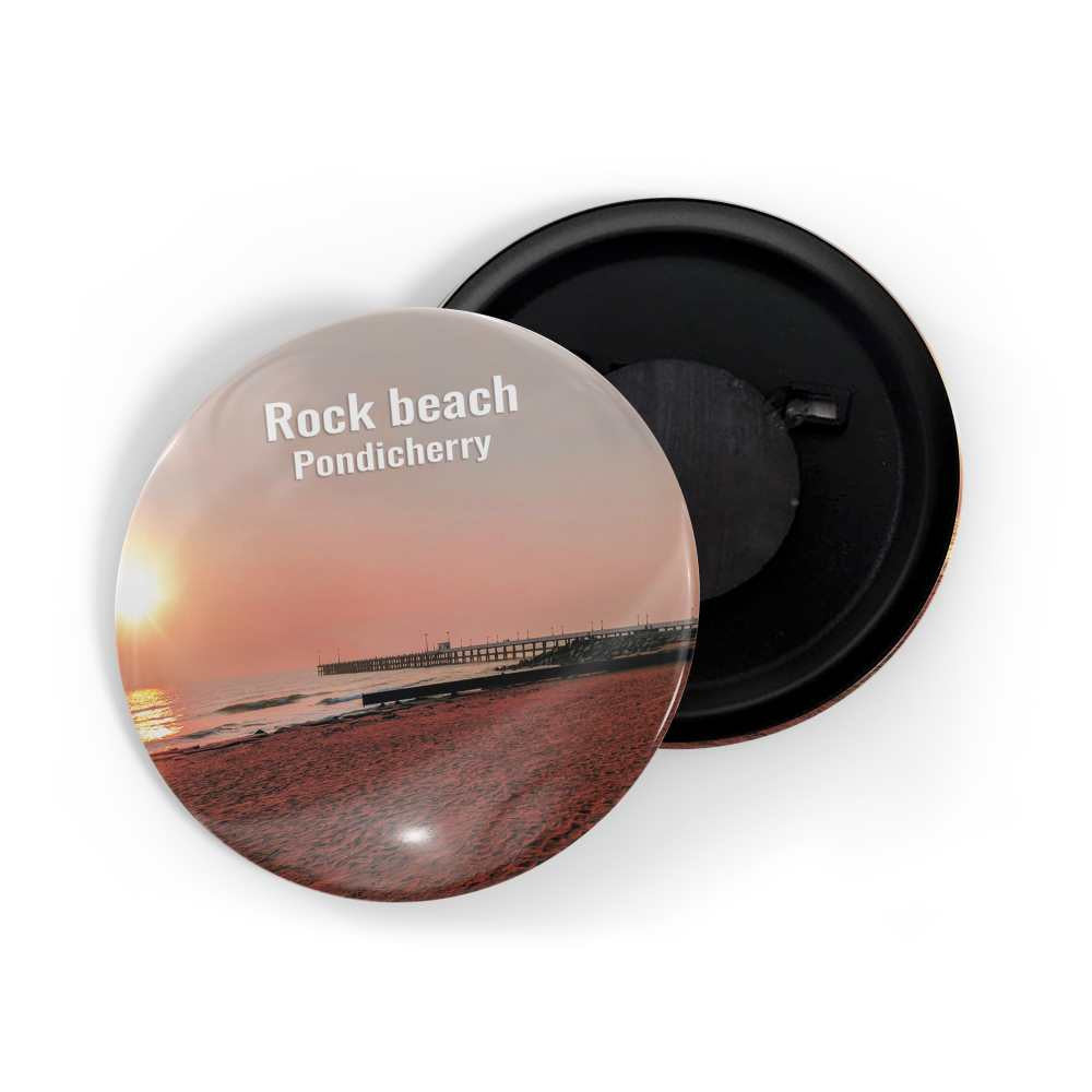 dhcrafts Fridge Magnet Multicolor Rock Beach Pondicherry Kerala Glossy Finish Design Pack of 1 (58mm)